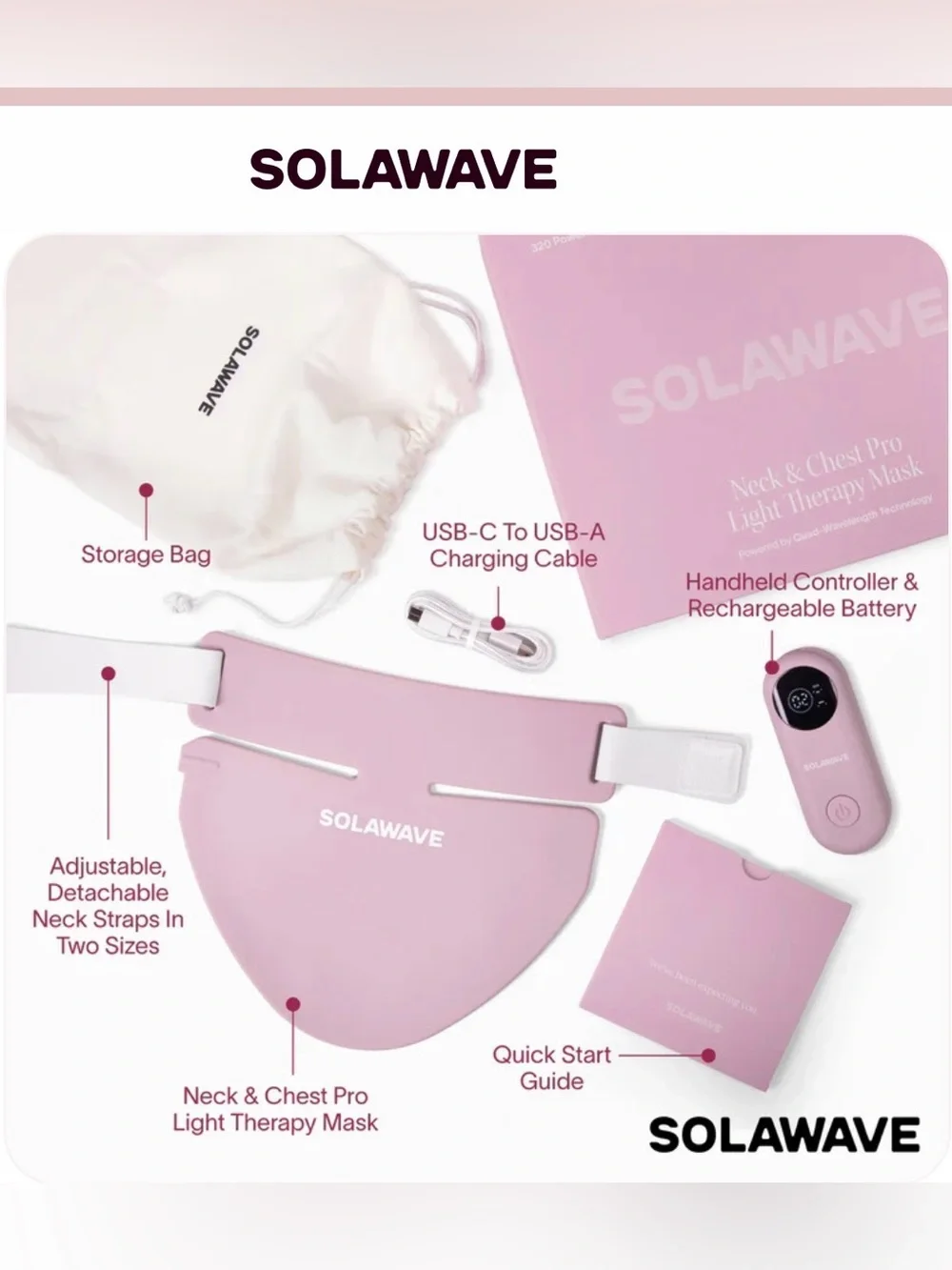 Solawave BOGO - Pink LED Facial & Neck+Chest Masks